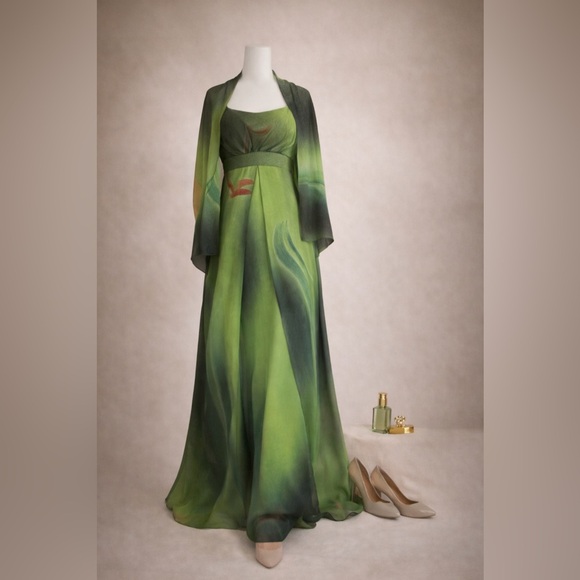 brazil boutique Dresses & Skirts - Brazil Boutique Green Ombre Maxi Dress Fairy Mermaid Y2K Silk Look Strappy G L